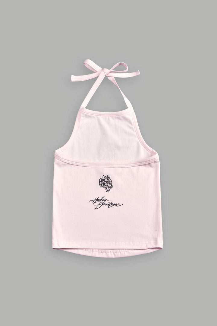 H-D X Wolves Tara Halter Top in Blush Pink