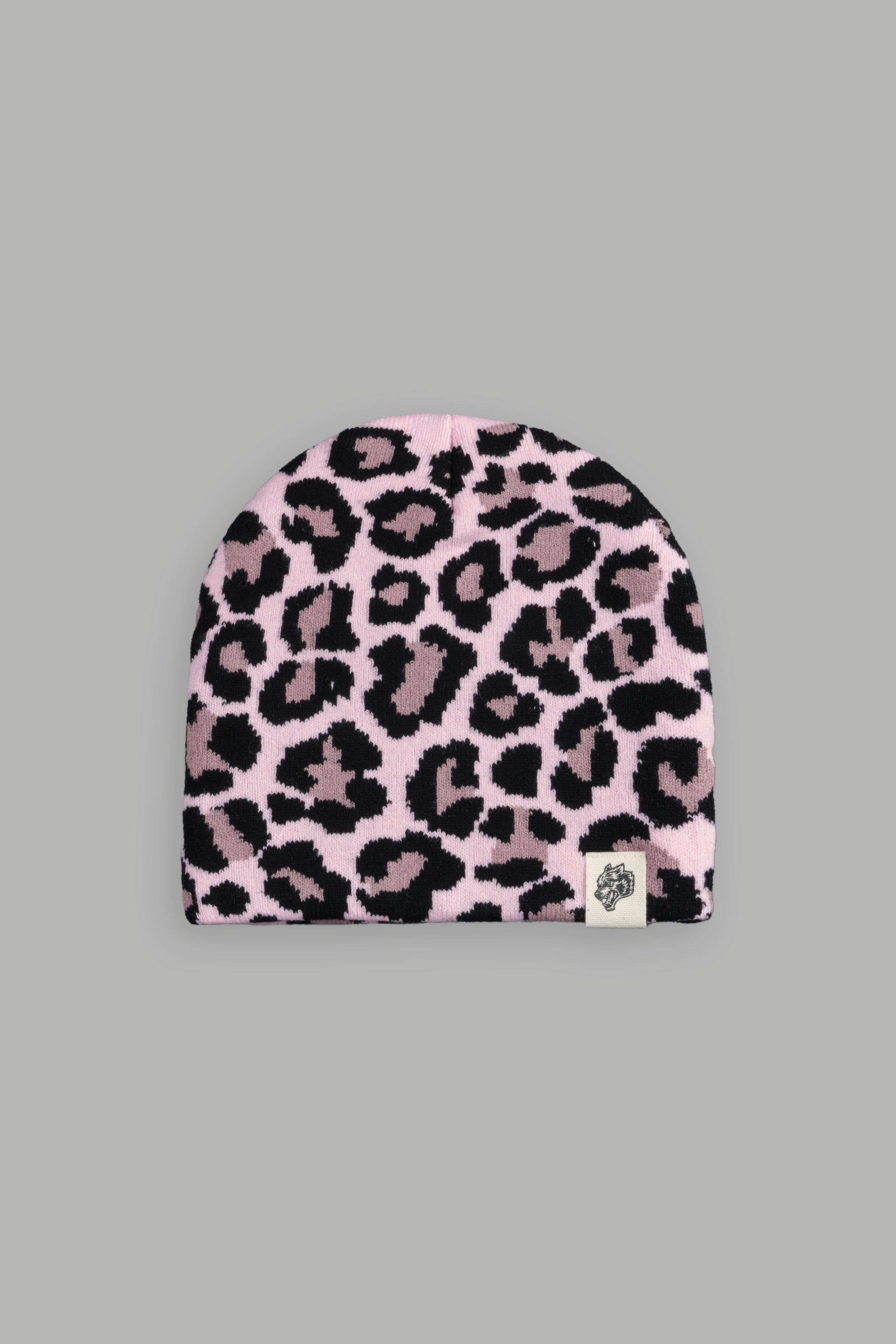 Wolf Patch V2 Cap Beanie in Cloud Pink Leopard