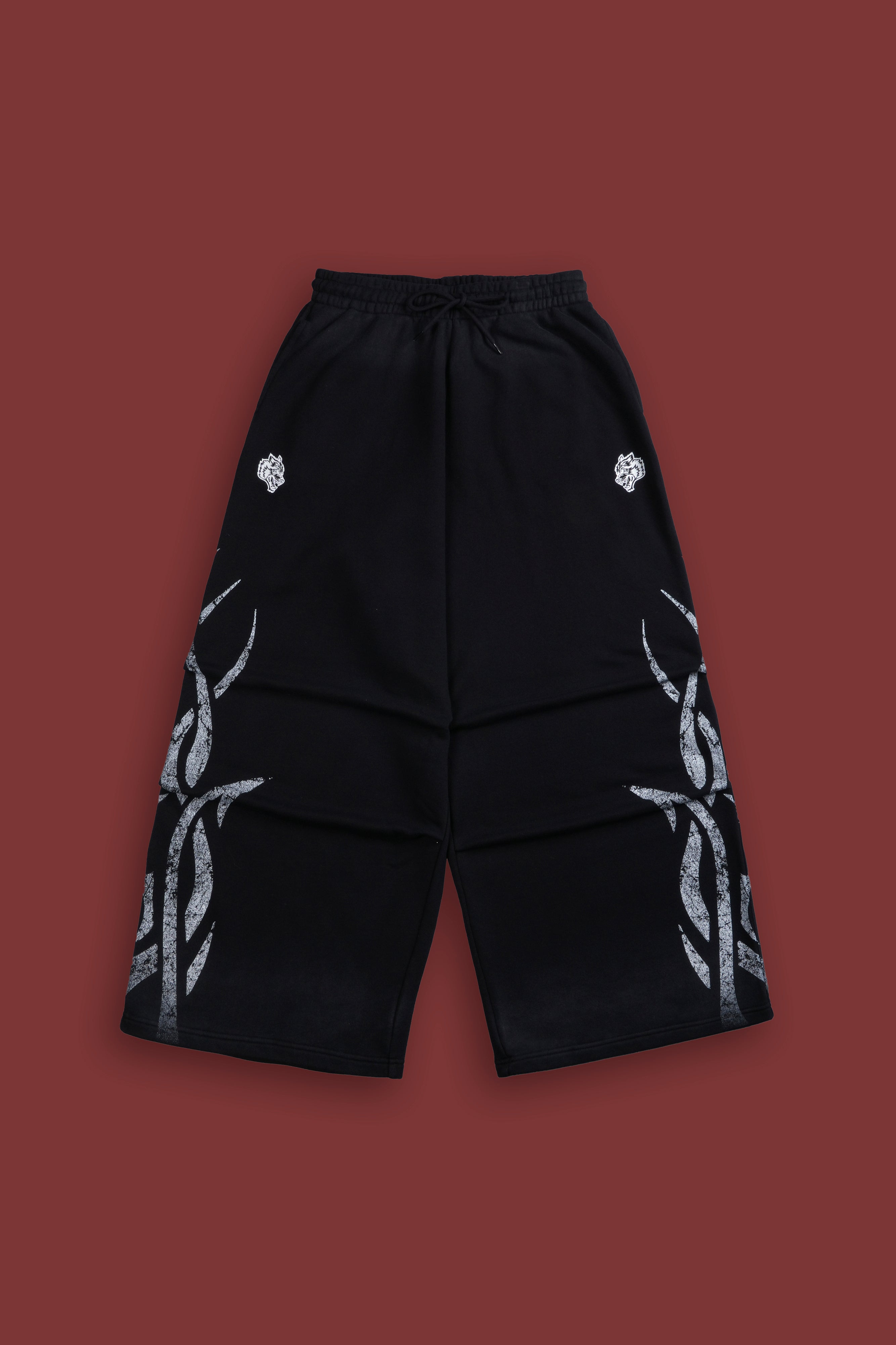 Finite Flame She Mia Cargo Sweat Pants in Black Drift Wash