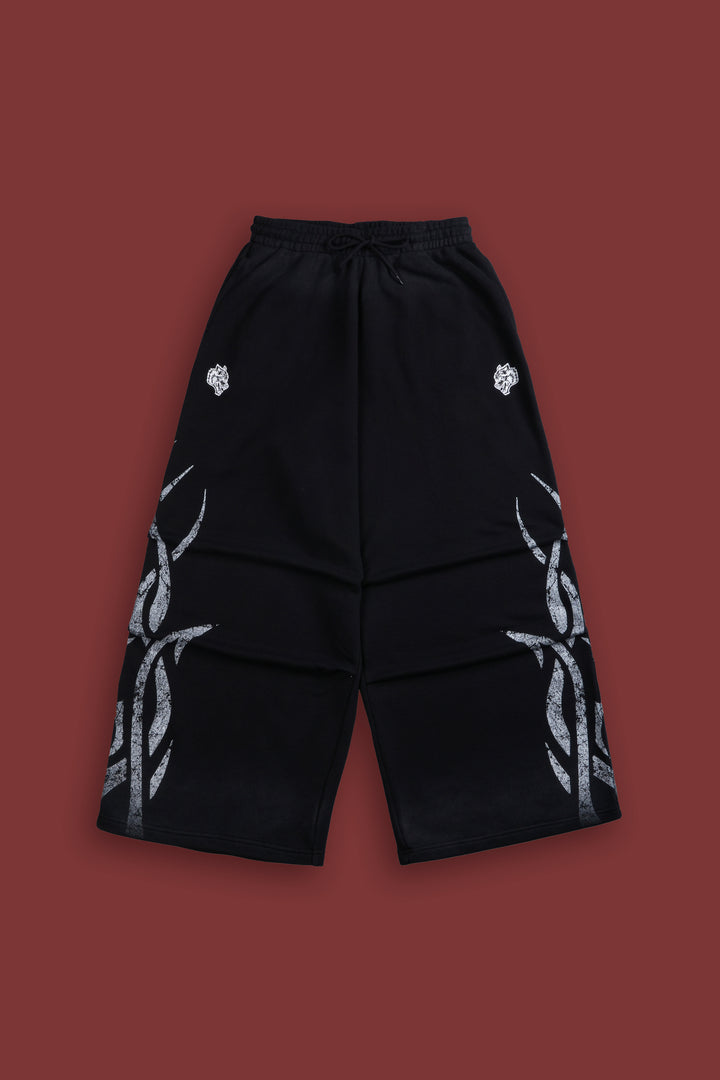 Finite Flame She Mia Cargo Sweat Pants in Black Drift Wash