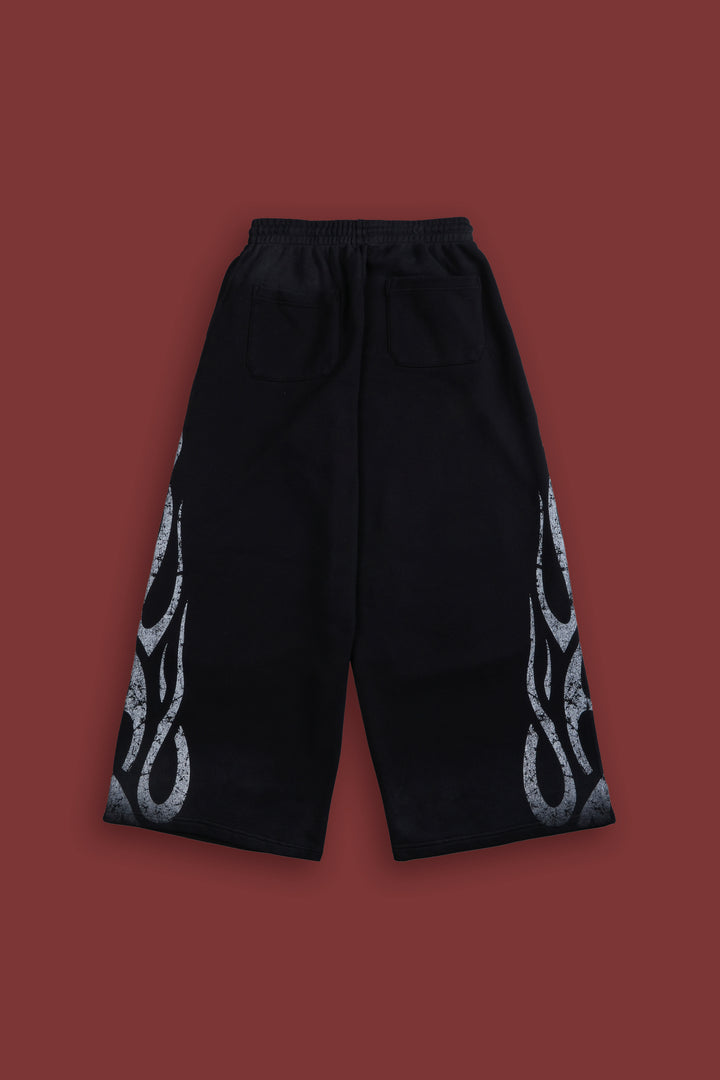 Finite Flame She Mia Cargo Sweat Pants in Black Drift Wash