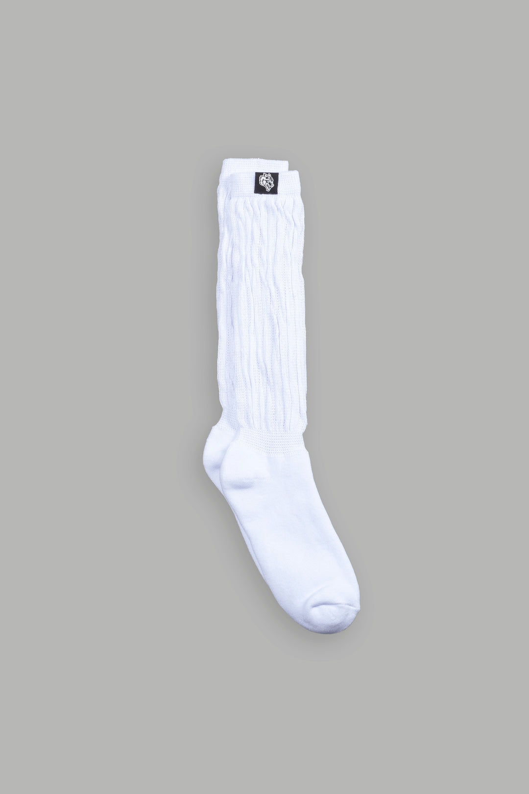 Wolf Patch High Rise Comfy Socks in White