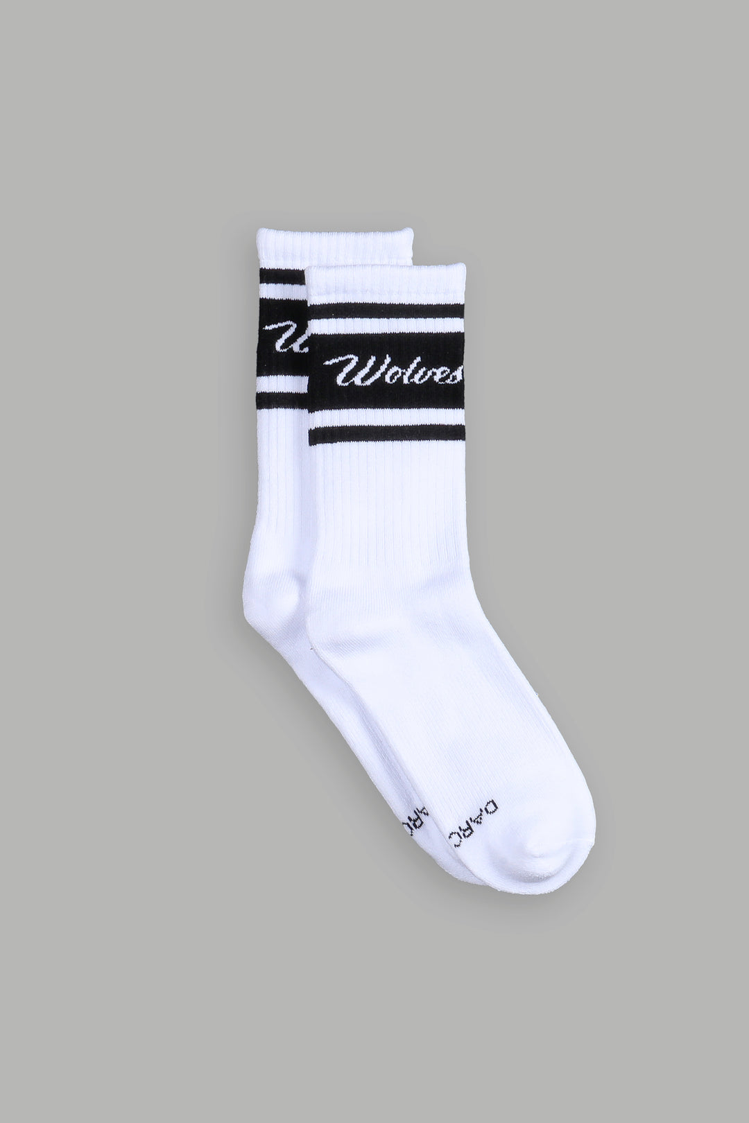 Wolves Cursive Classic Socks in White/Black/Black