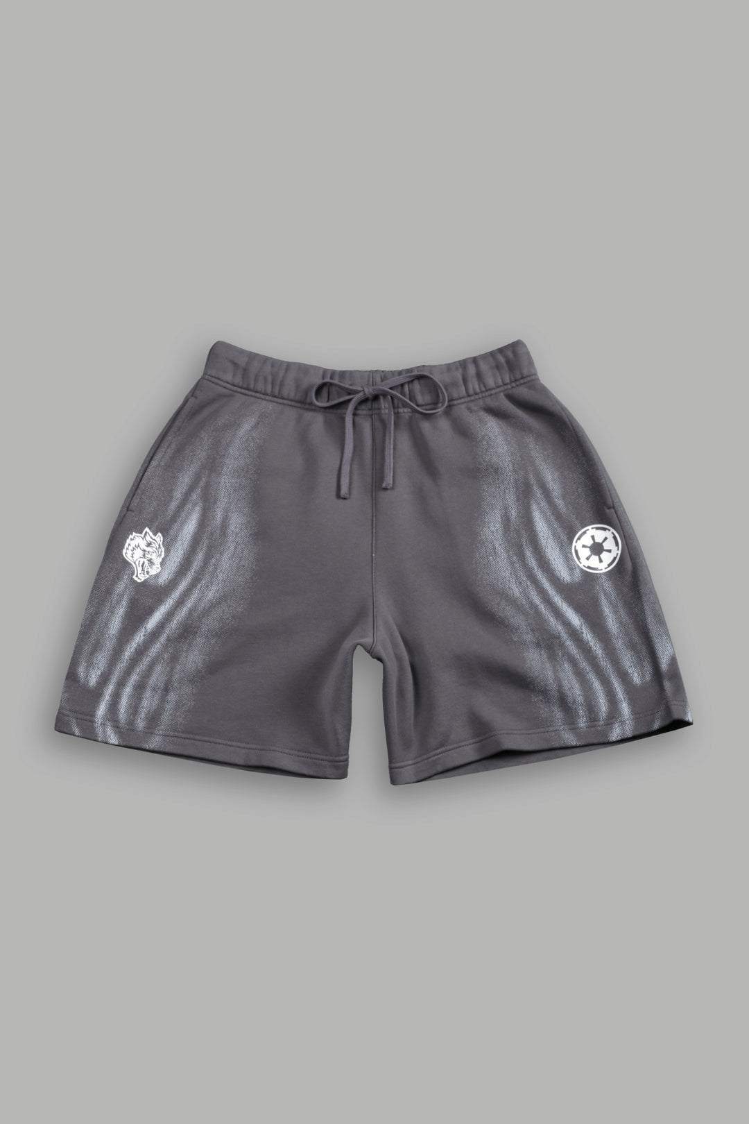Dark Flame Oversized Post Lounge Sweat Shorts in Slate Gray