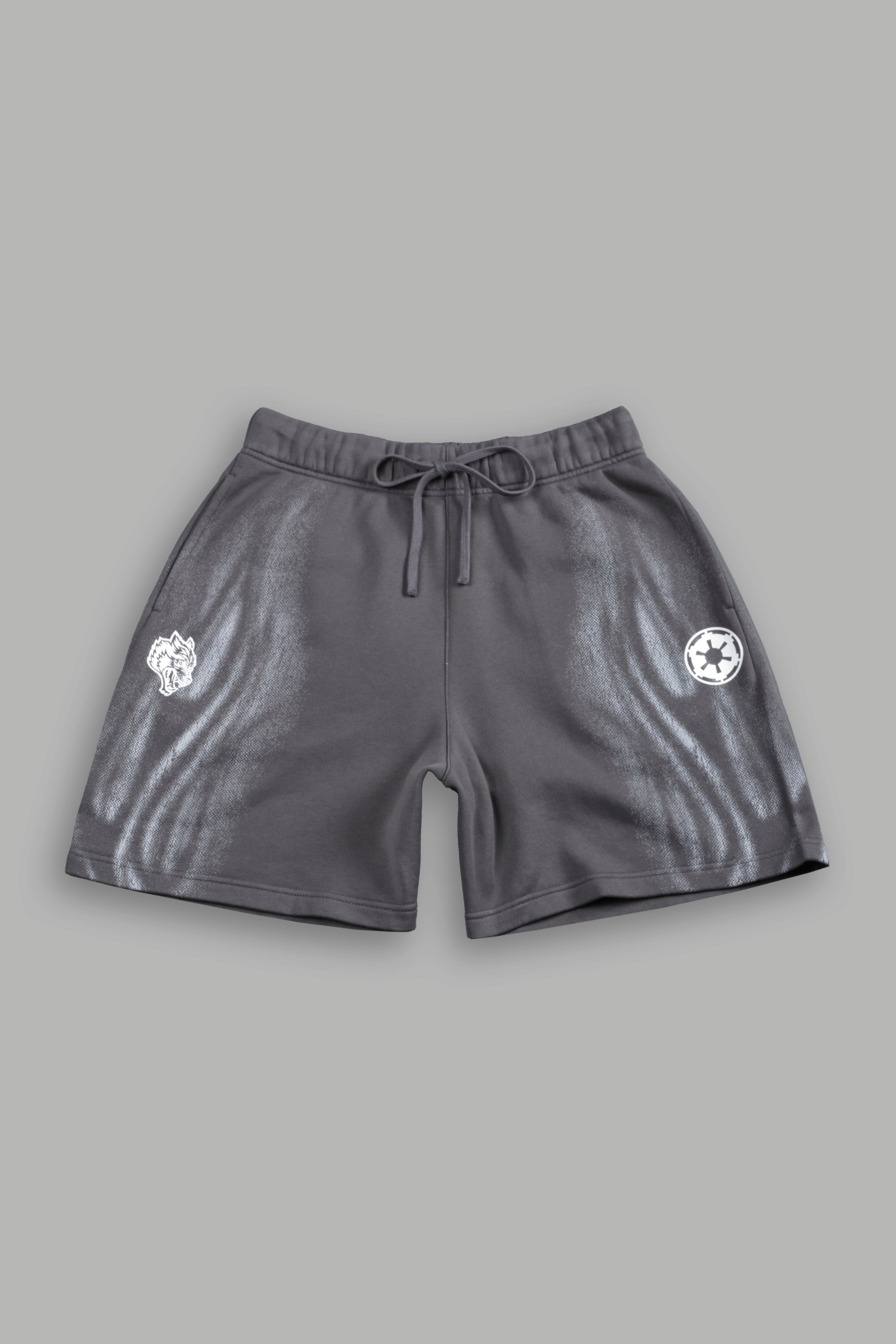 Dark Flame Oversized Post Lounge Sweat Shorts in Slate Gray