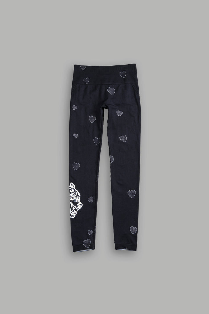 Her Energy "Everson" Huxley Scrunch Leggings in Heart Candy Black