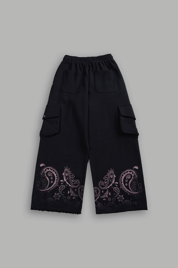 Faded Paisley Durst Cargo Sweats in Black