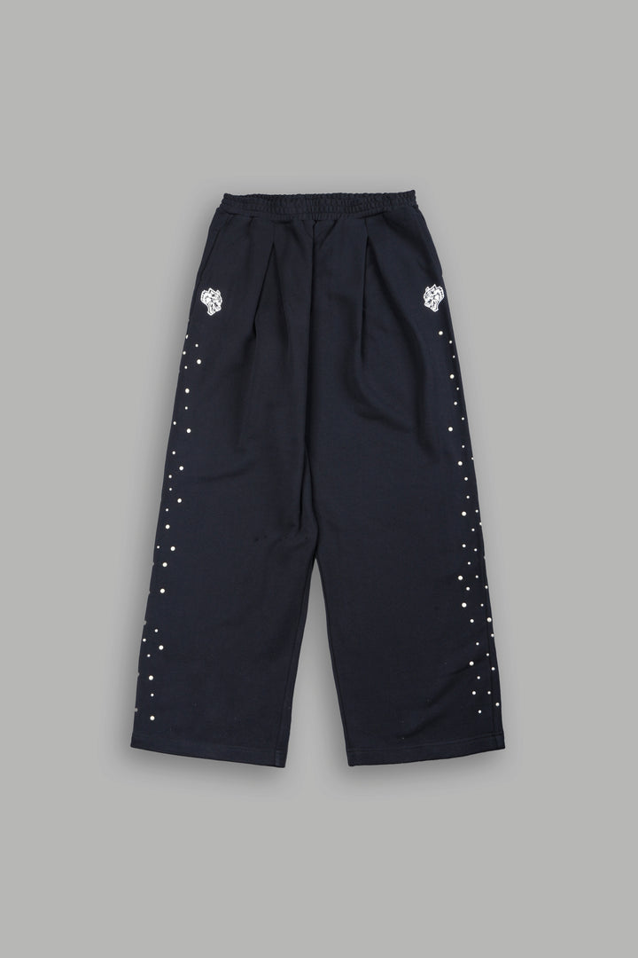 She Pearls Yara Pleated Sweat Pants In Black