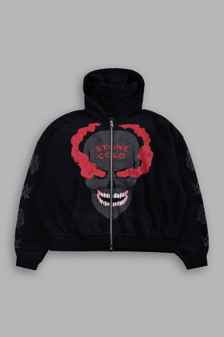 Stone Cold Forever Vex Double Zip Hoodie in Black Drift Wash