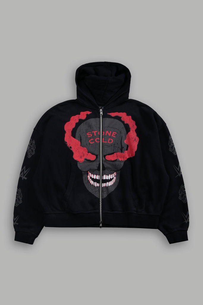 Stone Cold Forever Vex Double Zip Hoodie in Black Drift Wash