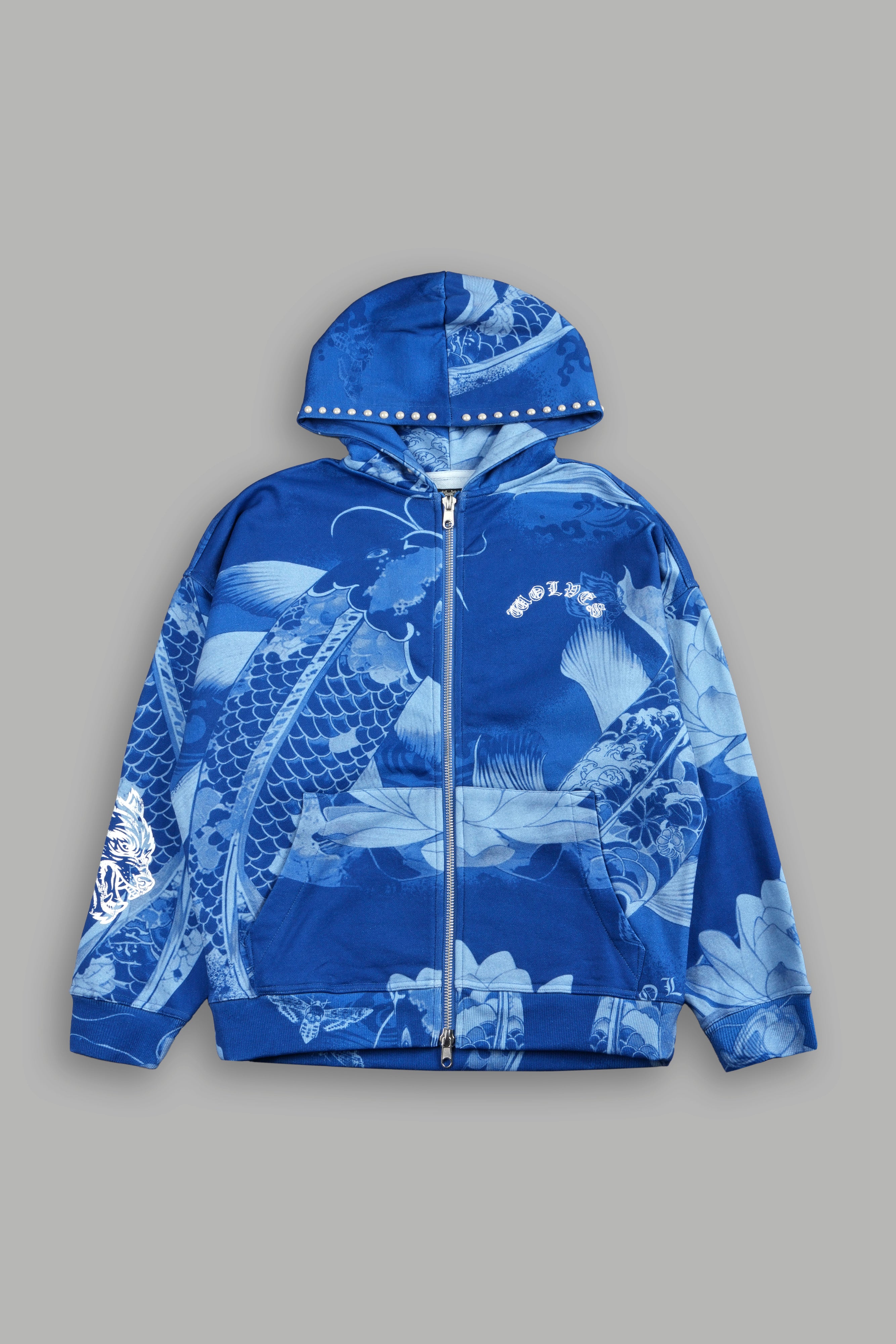 Darc Koi Anya Double Zip Hoodie in Serenity Blue