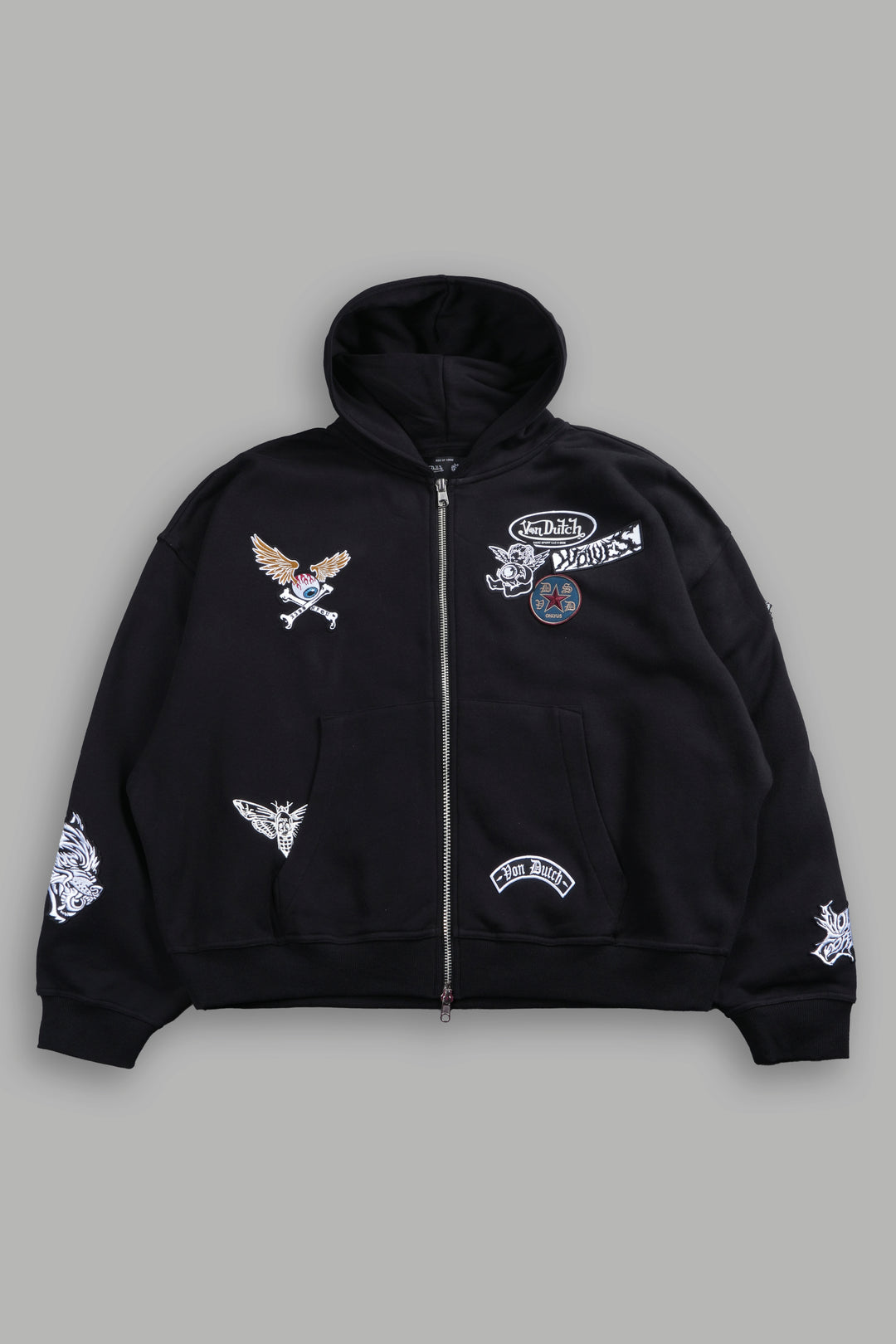 Darc Kulture Vex Double Zip Hoodie in Black