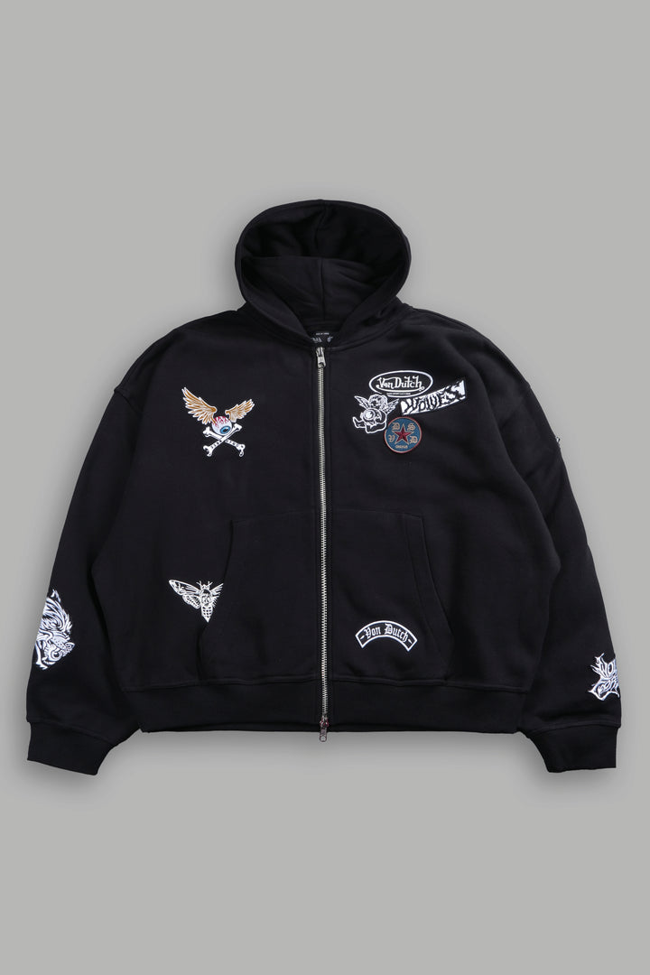 Darc Kulture Vex Double Zip Hoodie in Black