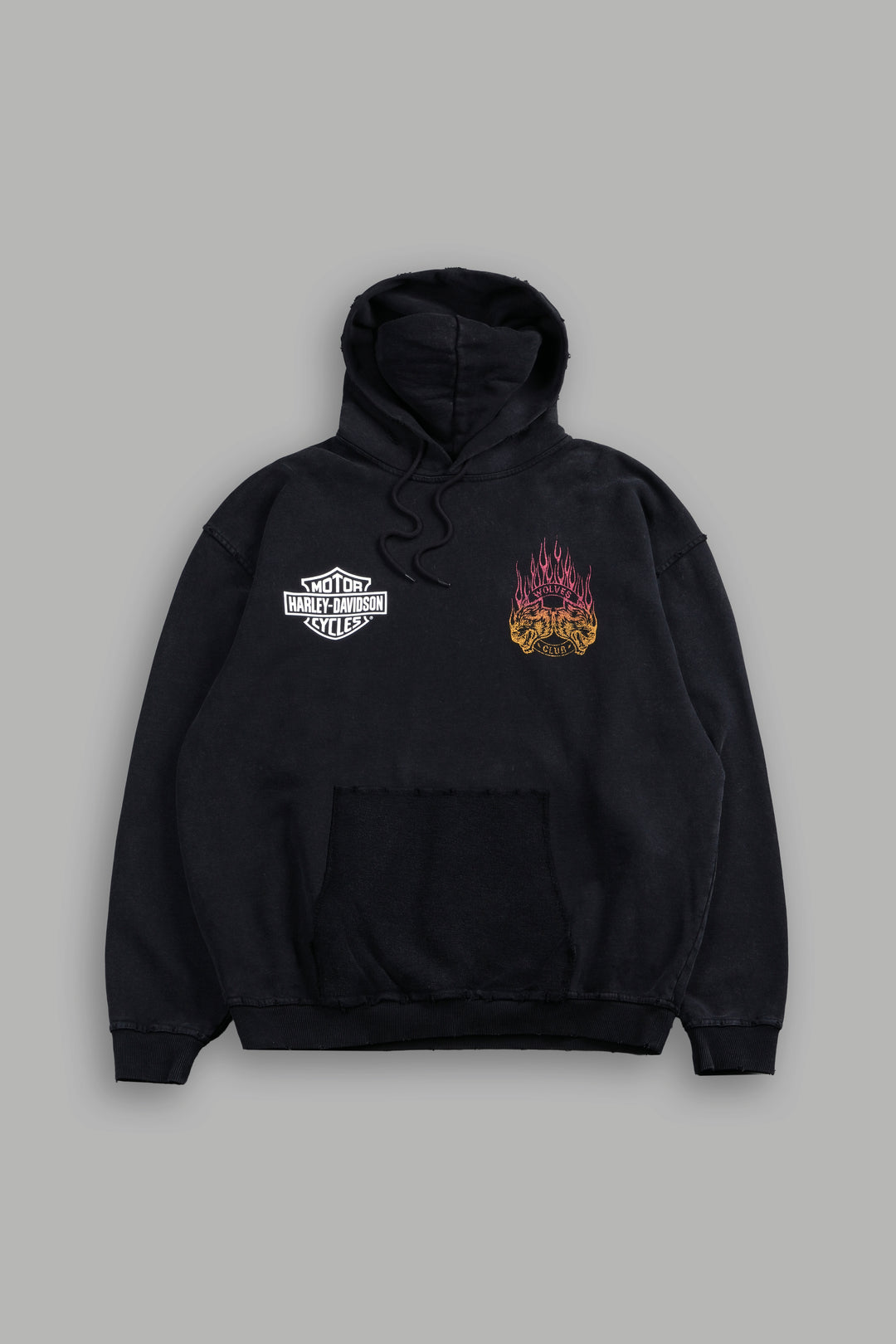 Rising Sun Grunge Moatis Hoodie in Washed Black