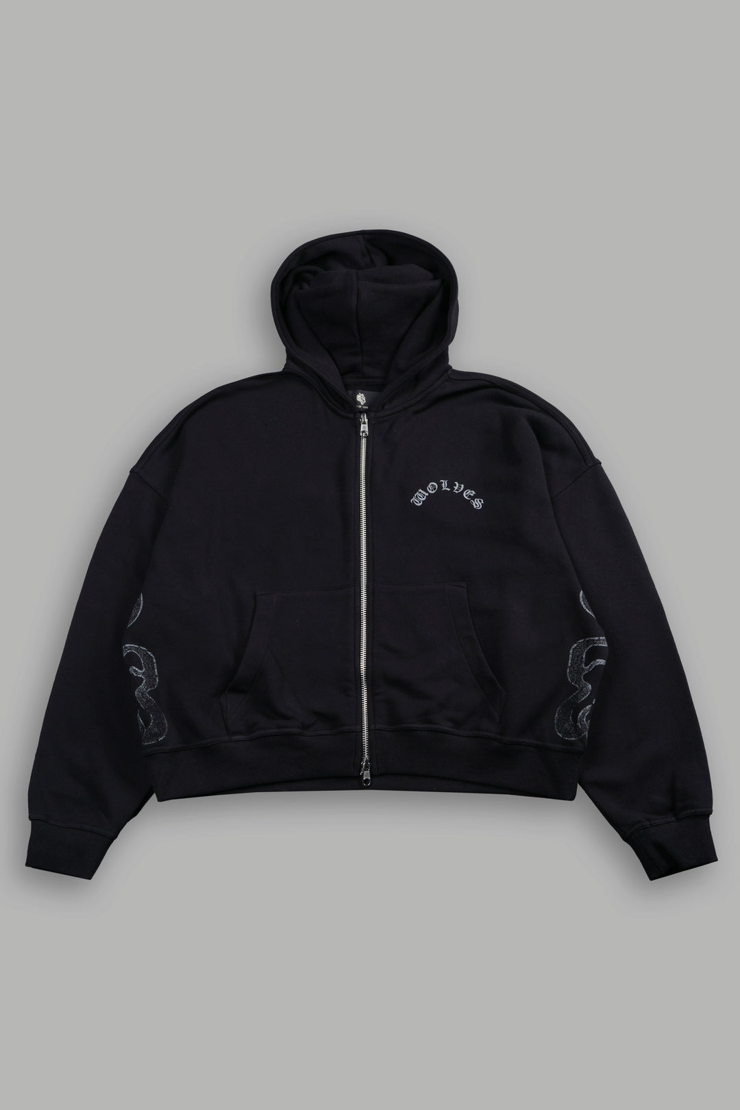 Wolves Never Back Down V2 Vex Double Zip Hoodie in Black