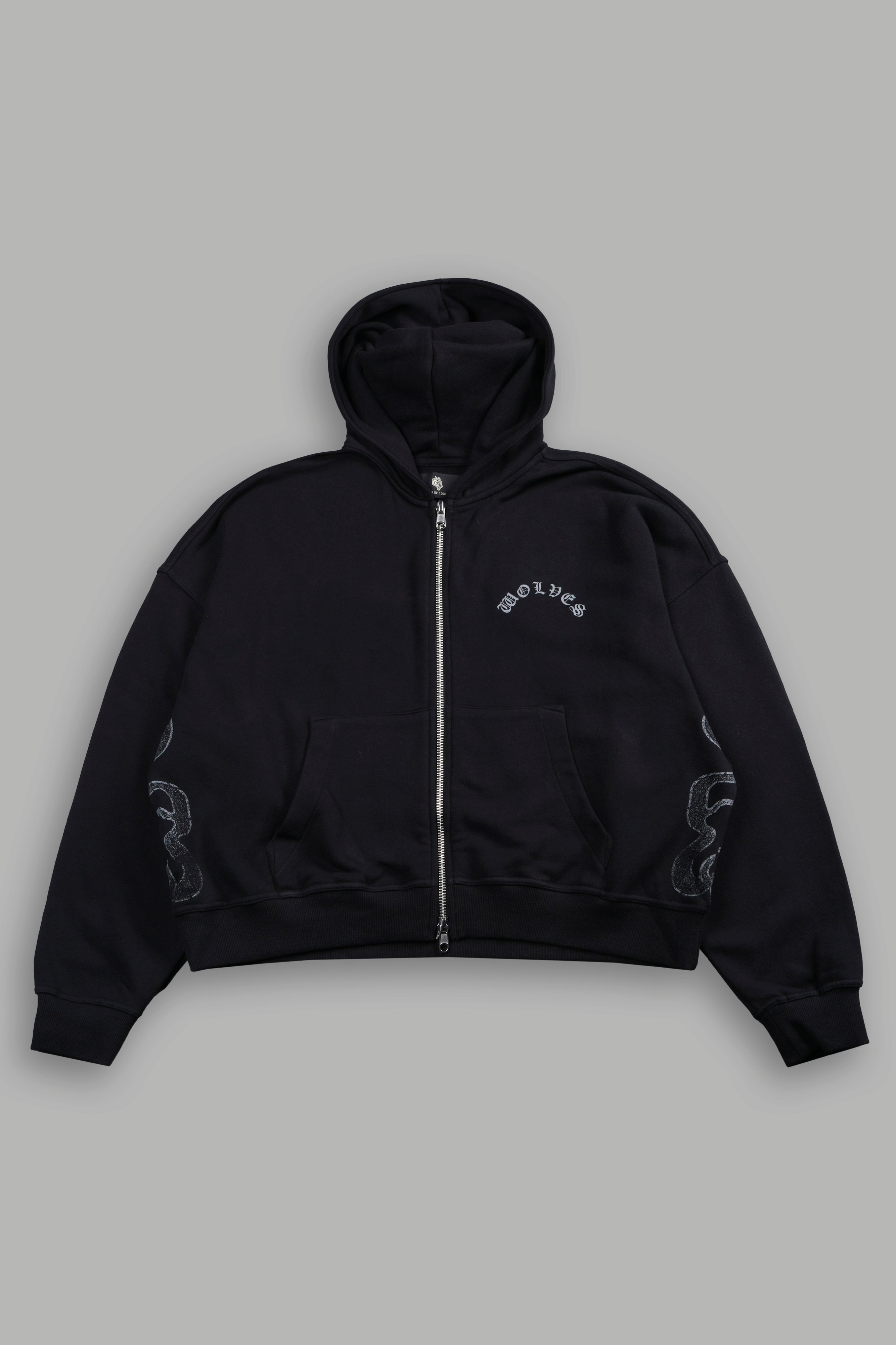 Wolves Never Back Down V2 Vex Double Zip Hoodie in Black