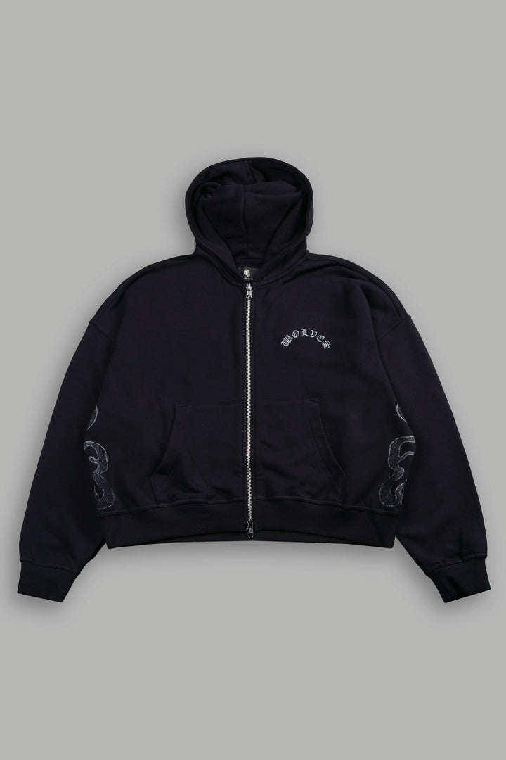 Wolves Never Back Down V2 Vex Double Zip Hoodie in Black
