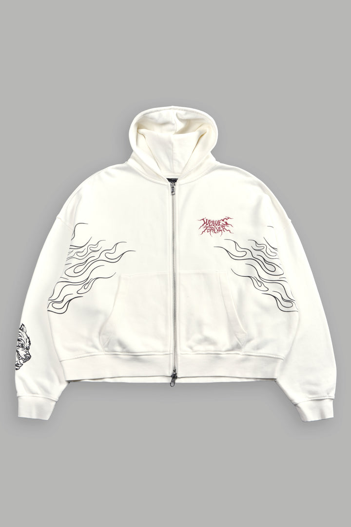 S-Rank Vex Double Zip Hoodie in Cream