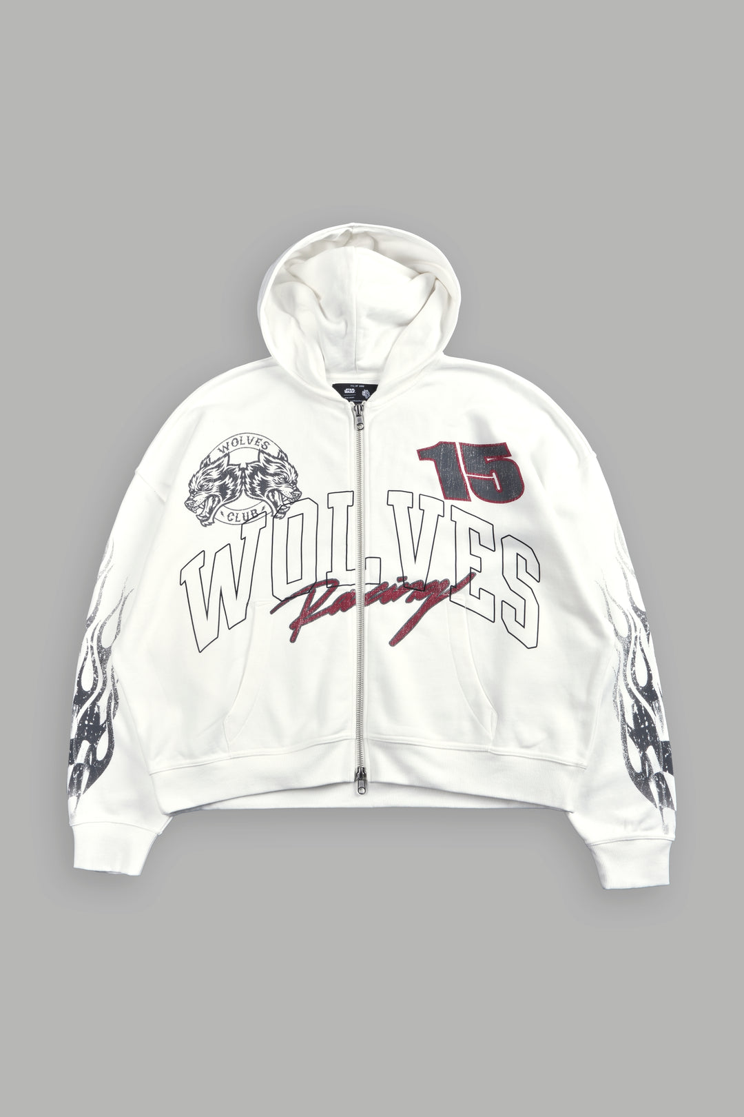 Race Inferno Vex Double Zip Hoodie in Cream