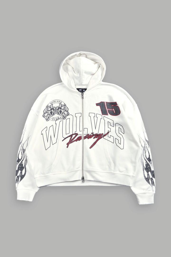 Race Inferno Vex Double Zip Hoodie in Cream