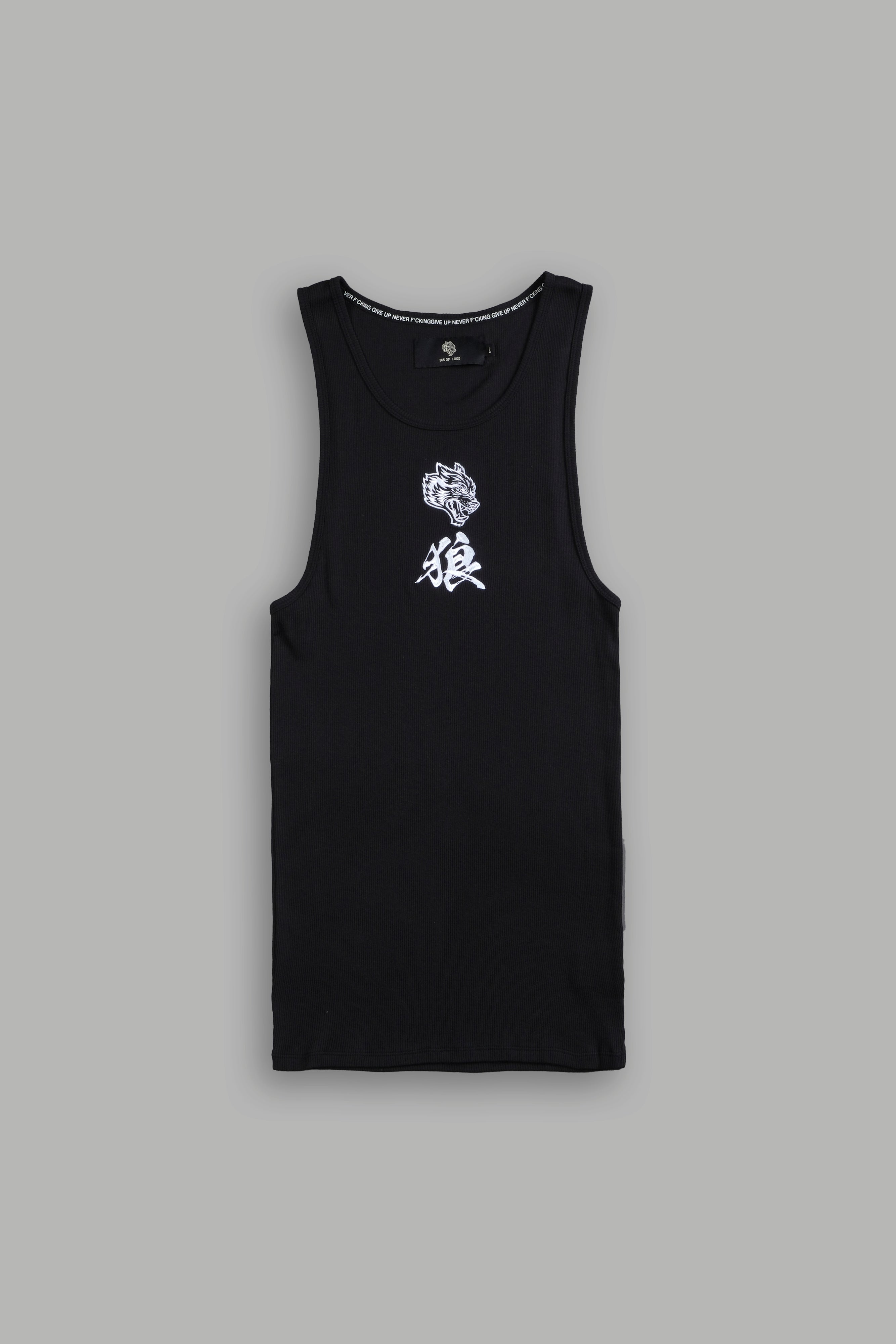 Bushido Wolf Ribbed Tank in Black