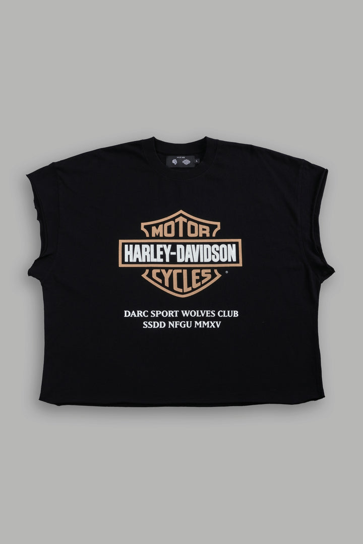 Our Clubs Grunge Cut-Off Tee in Black