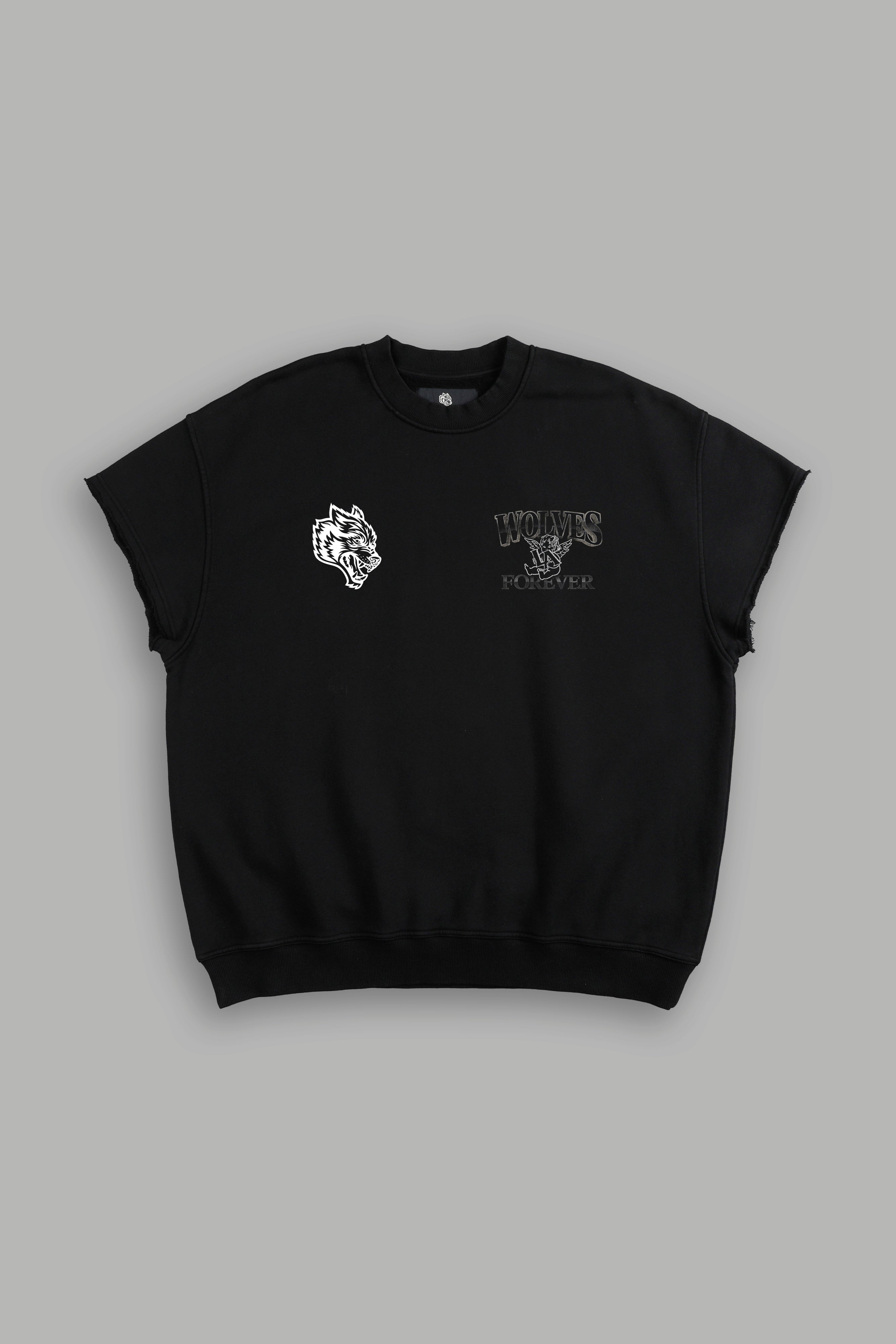 La Heritage Cap Sleeve London Crewneck in Black
