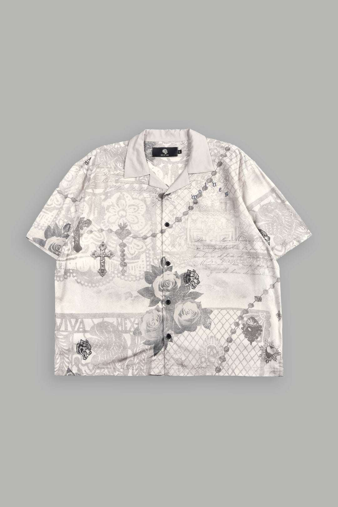 Wolves Pyramid Romero Mid Length Button Up In Ceniza Y Rosas