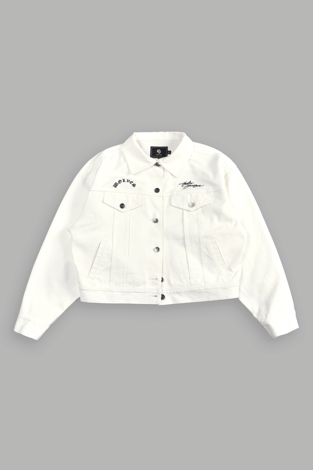 Harley Wolves She American Denim Jacket in Cream