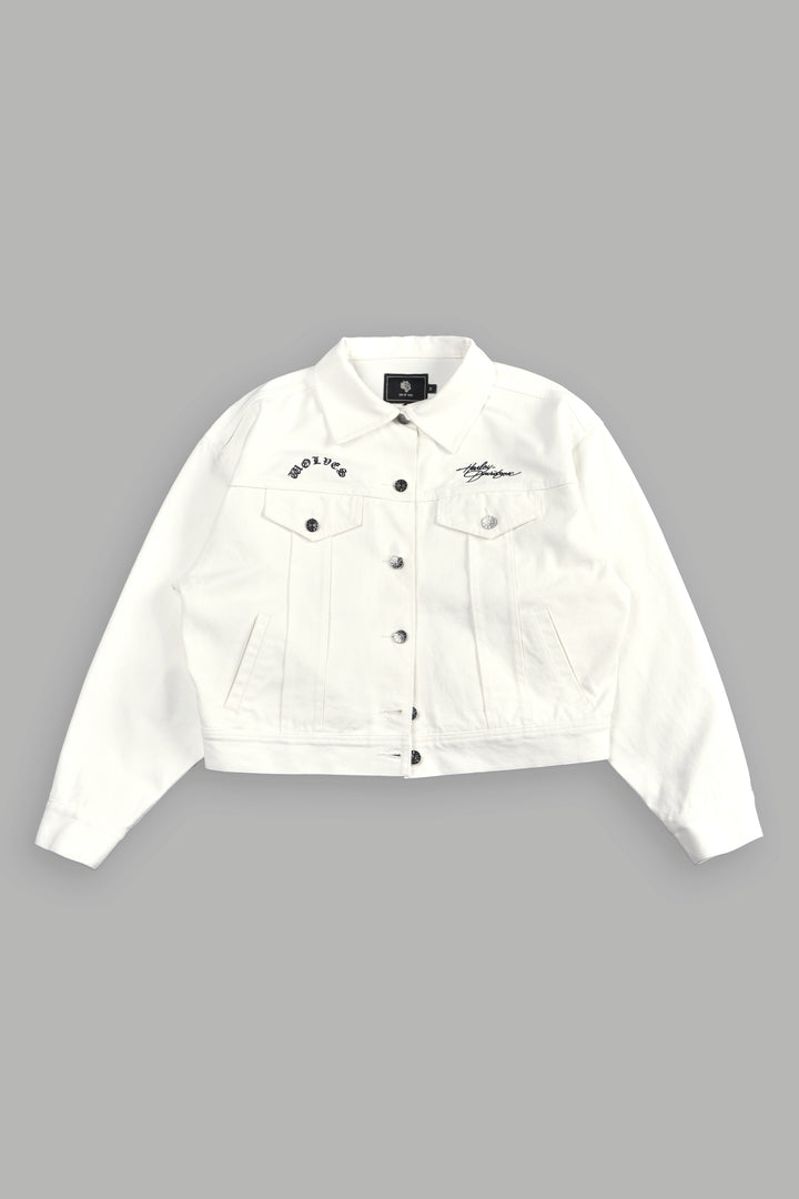 Harley Wolves She American Denim Jacket in Cream