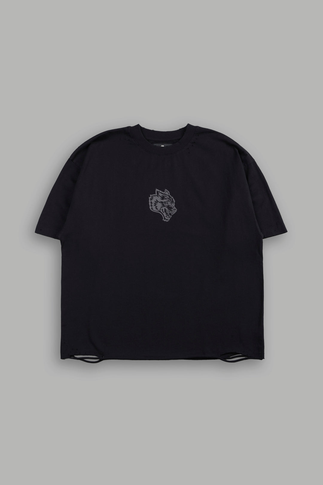 Wolves Oni Cherub Distressed Grunge Unisex Tee in Black