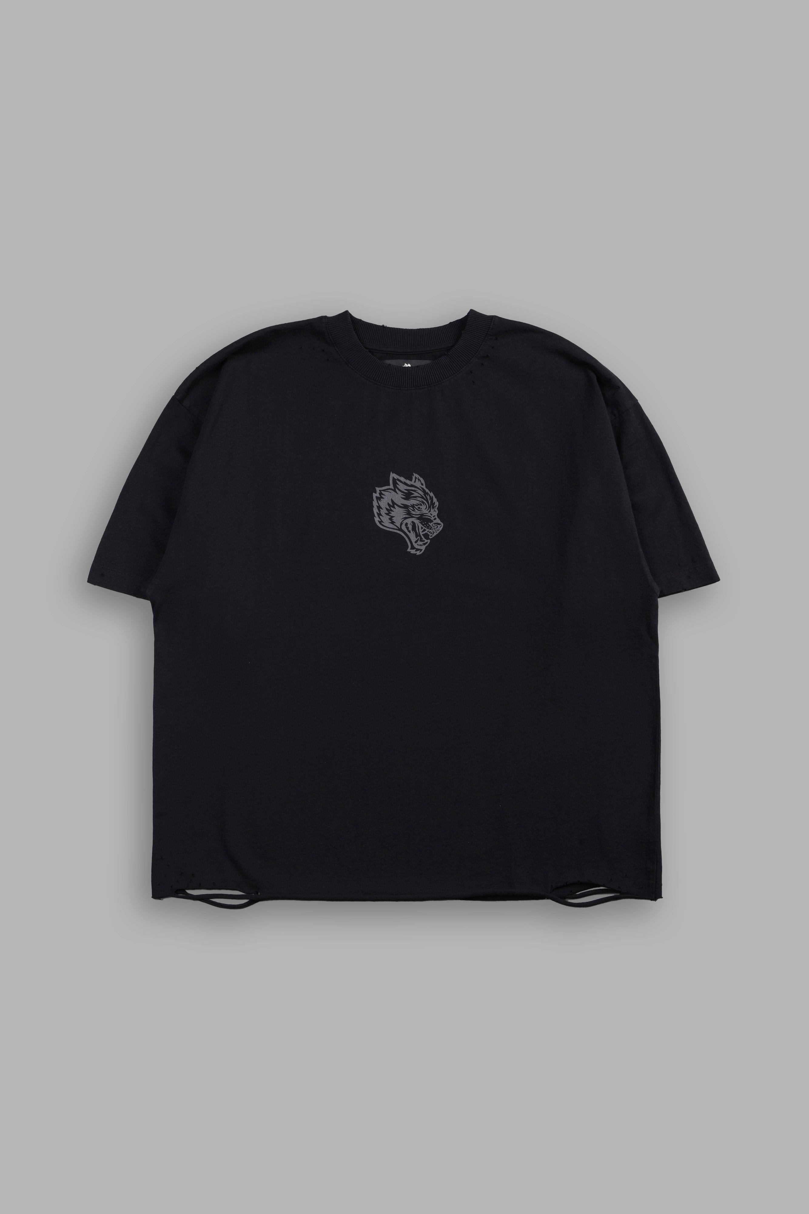 Wolves Oni Cherub Distressed Grunge Unisex Tee in Black