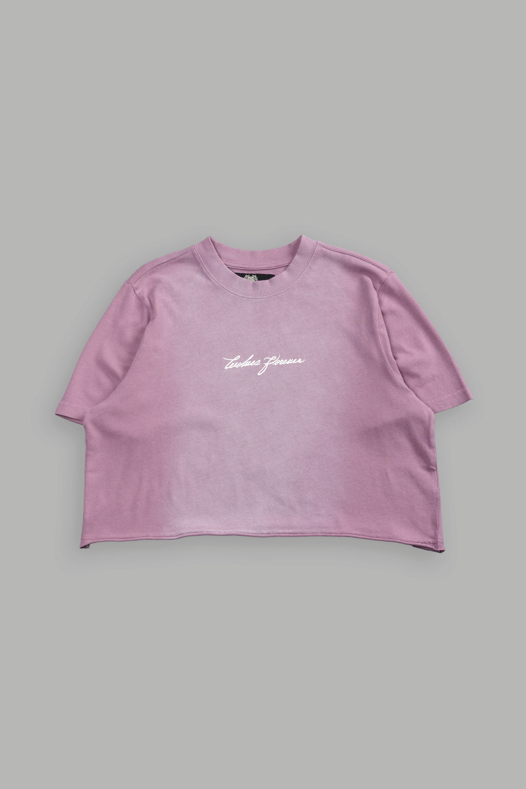 Our Script "Premium" (Cropped) Tee in Pink Smoke Spine Sun Fade