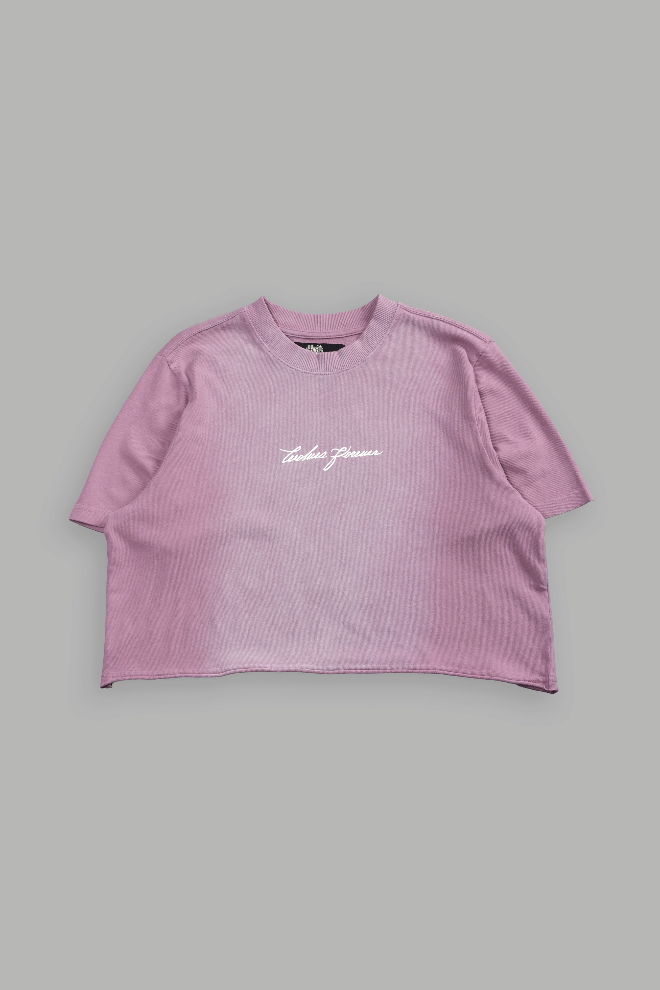 Our Script "Premium" (Cropped) Tee in Pink Smoke Spine Sun Fade