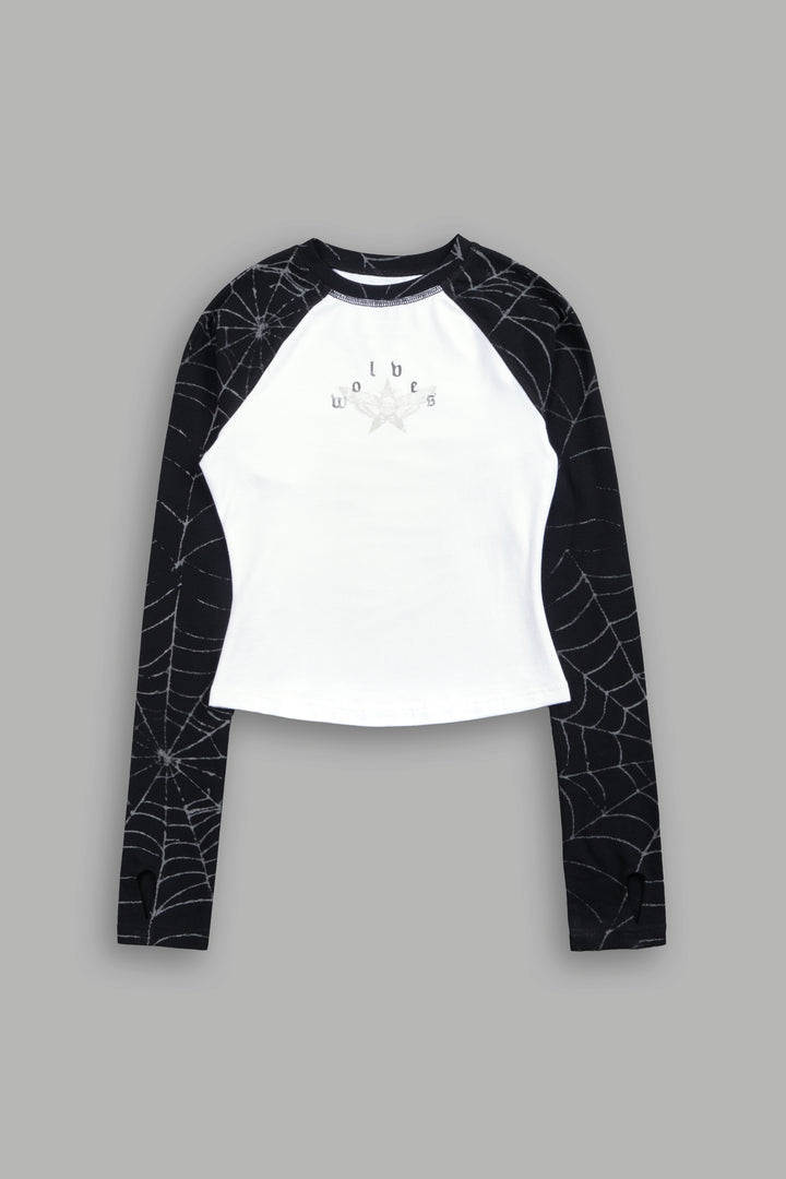 Star Moth Raglan Ringer Ls Tee in Black/White