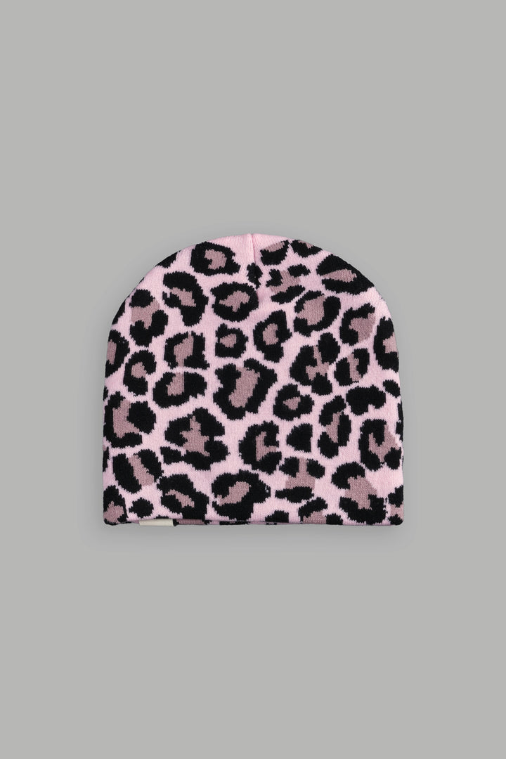 Wolf Patch V2 Cap Beanie in Cloud Pink Leopard