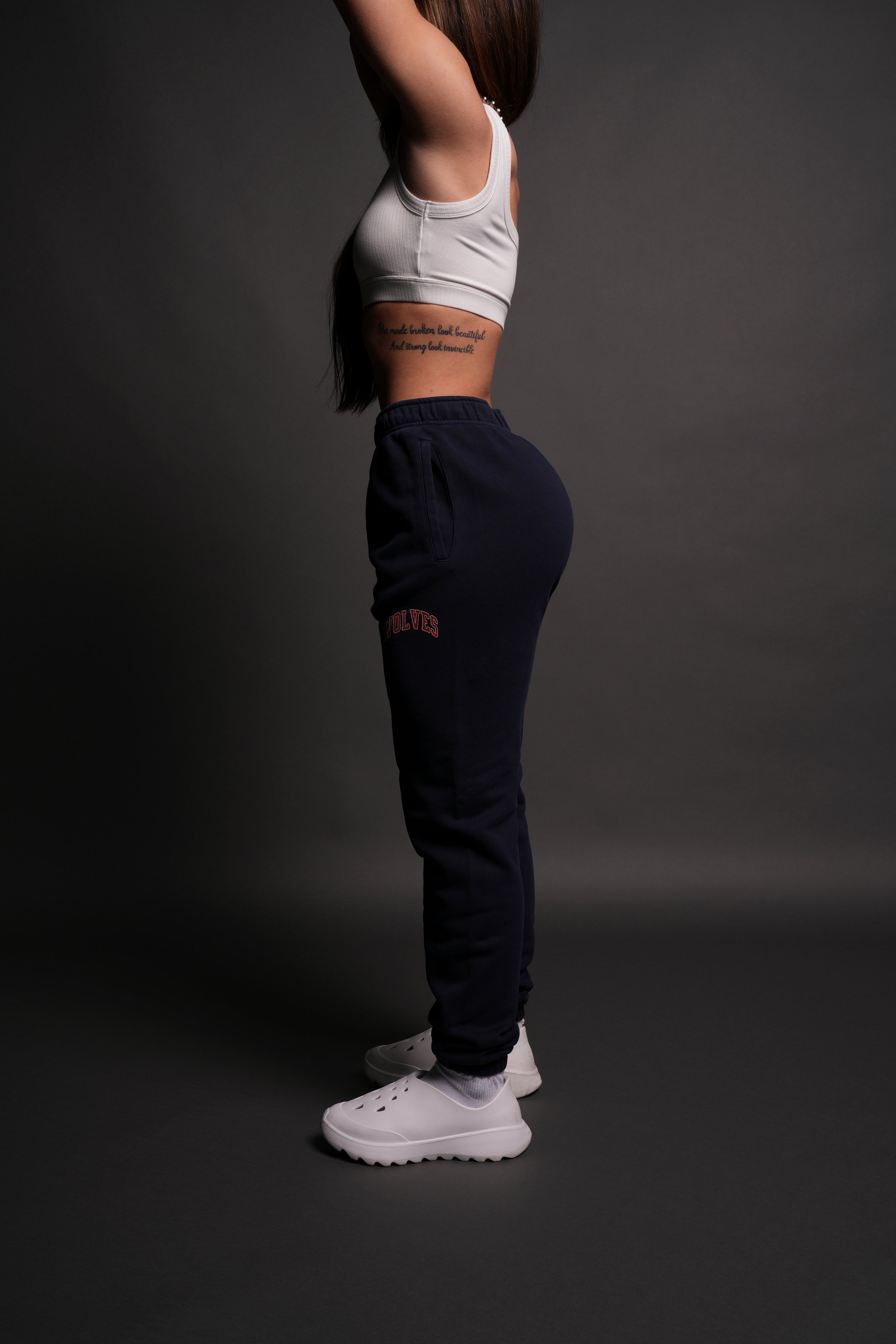 Loyal Wolf She Post Lounge Sweats in Navy/Maroon