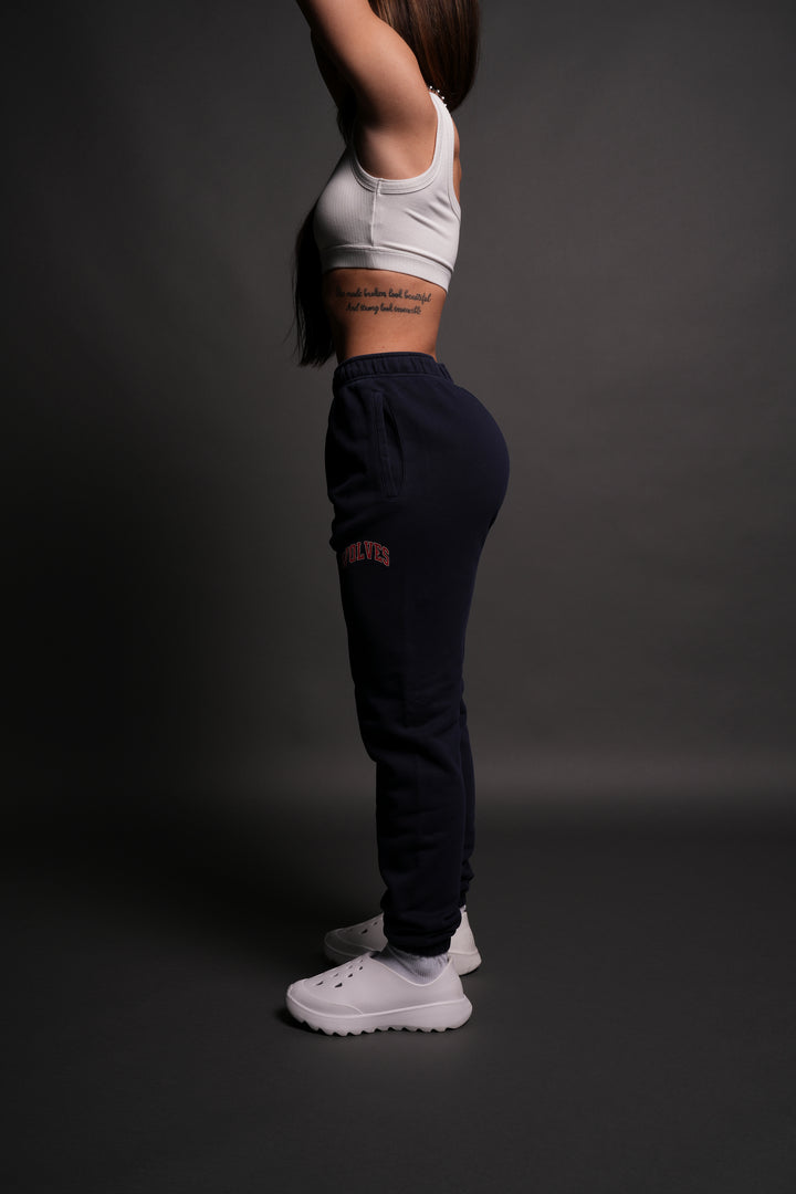 Loyal Wolf She Post Lounge Sweats in Navy/Maroon
