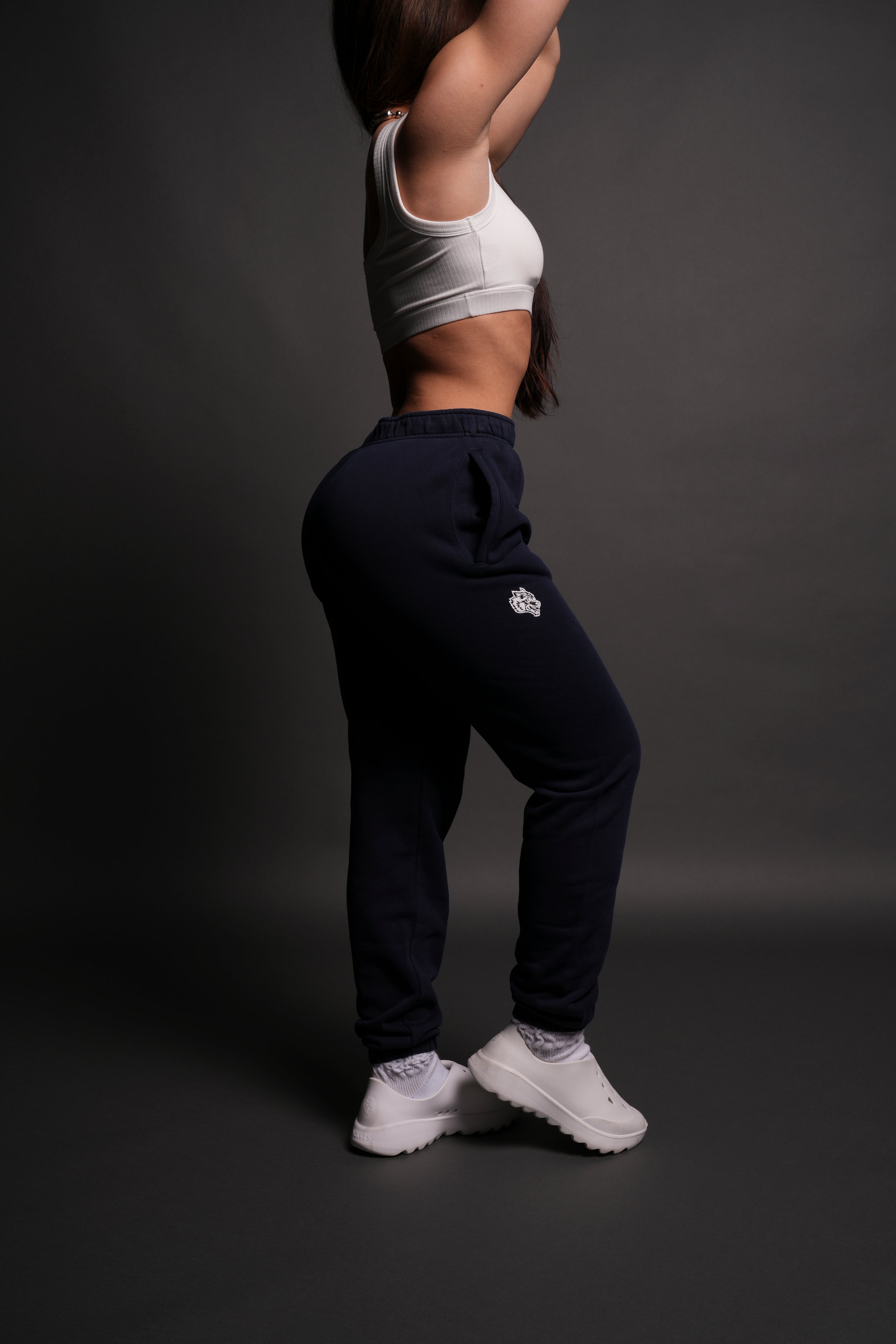 Loyal Wolf She Post Lounge Sweats in Navy/Maroon