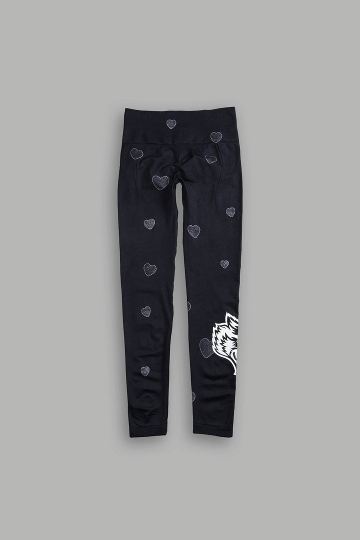 Her Energy "Everson" Huxley Scrunch Leggings in Heart Candy Black