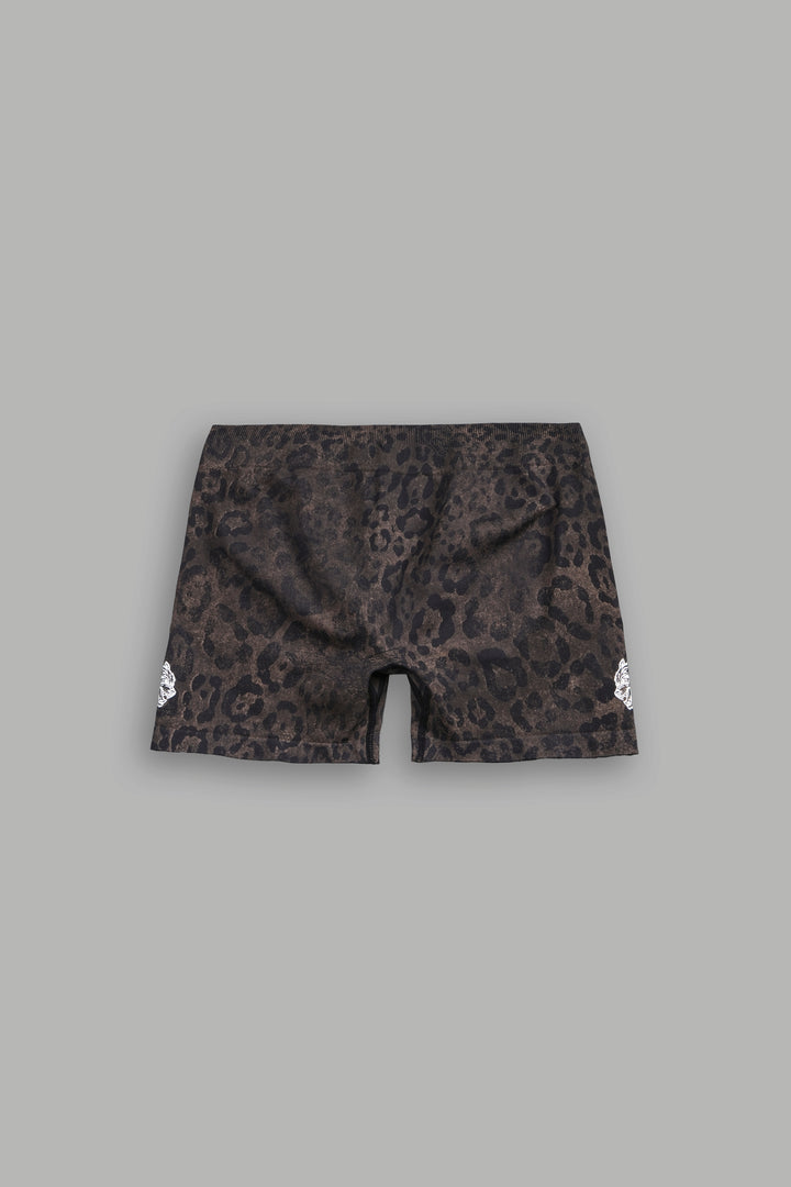 Dual Wolf Harlow Soft Seamless Shorts in Darc Brown Leopard