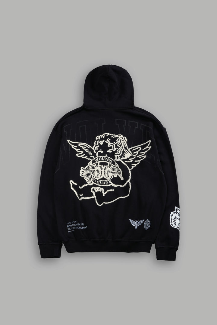 Wolves Club Cherub Pierce Hoodie in Black