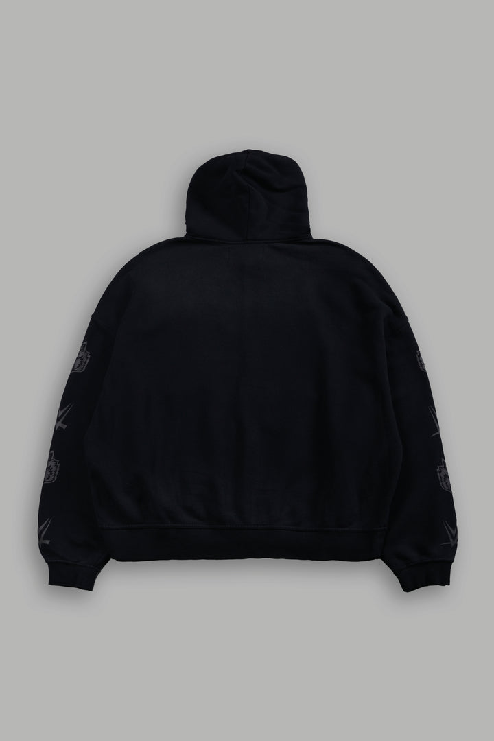 Stone Cold Forever Vex Double Zip Hoodie in Black Drift Wash