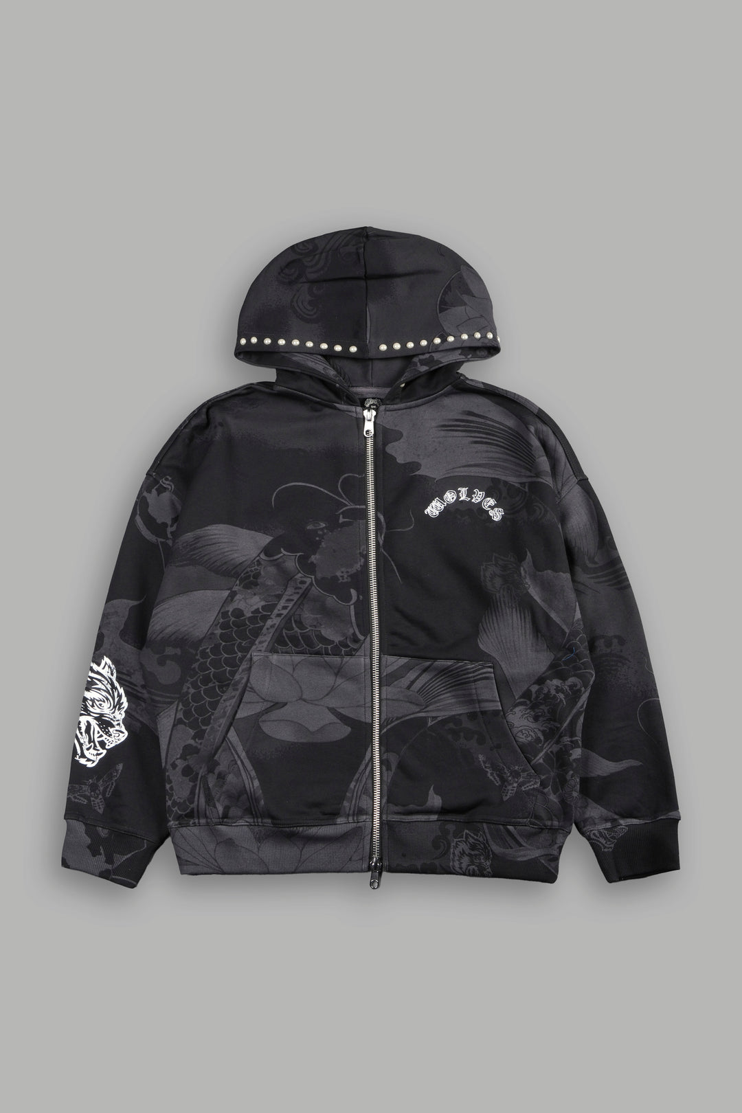 Darc Koi Anya Double Zip Hoodie in Serenity Black