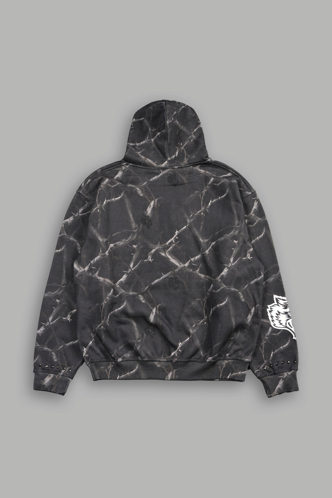 Studded Mantra Pierce Hoodie In Darc Thorns