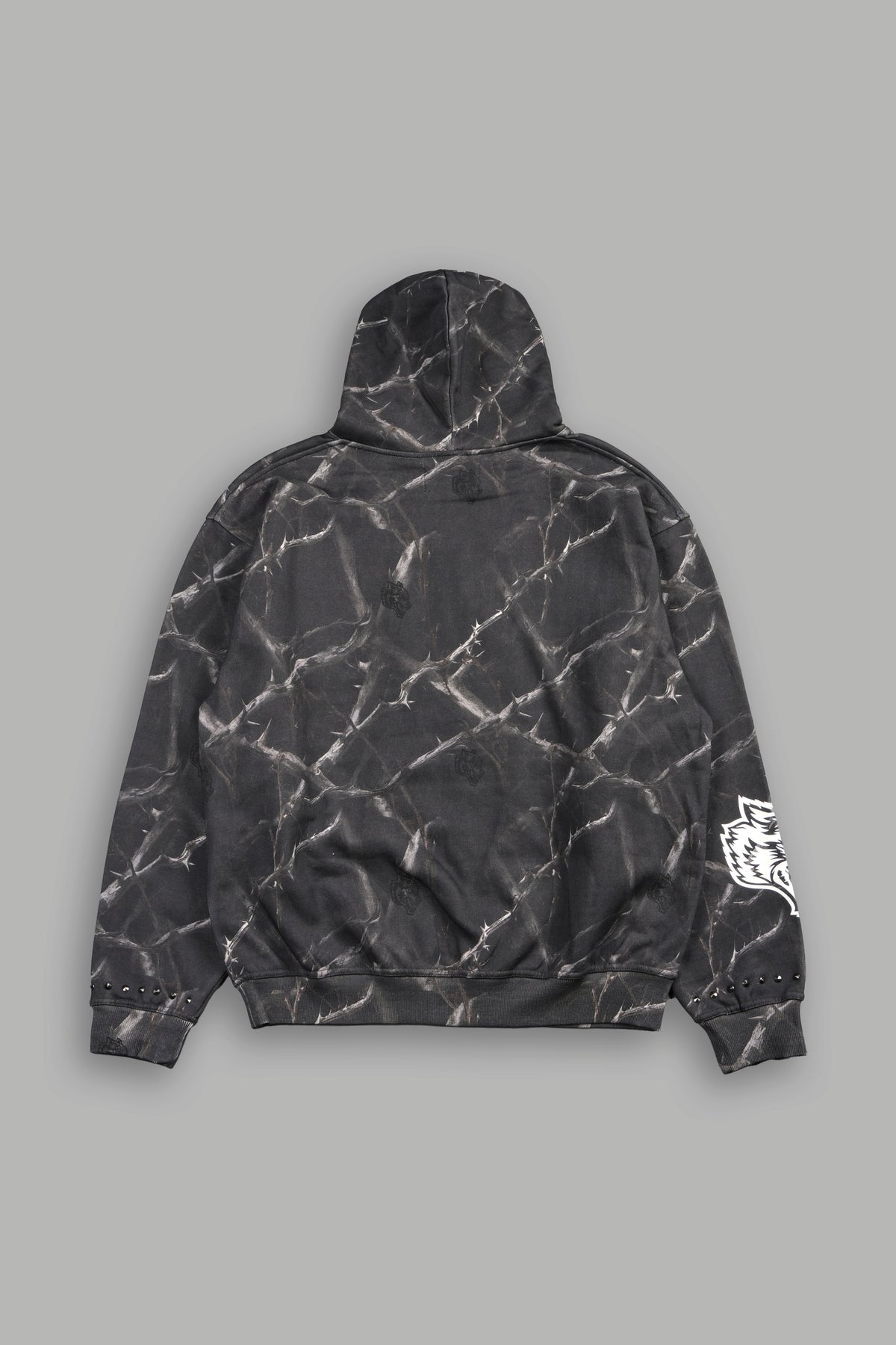 Studded Mantra Pierce Hoodie In Darc Thorns