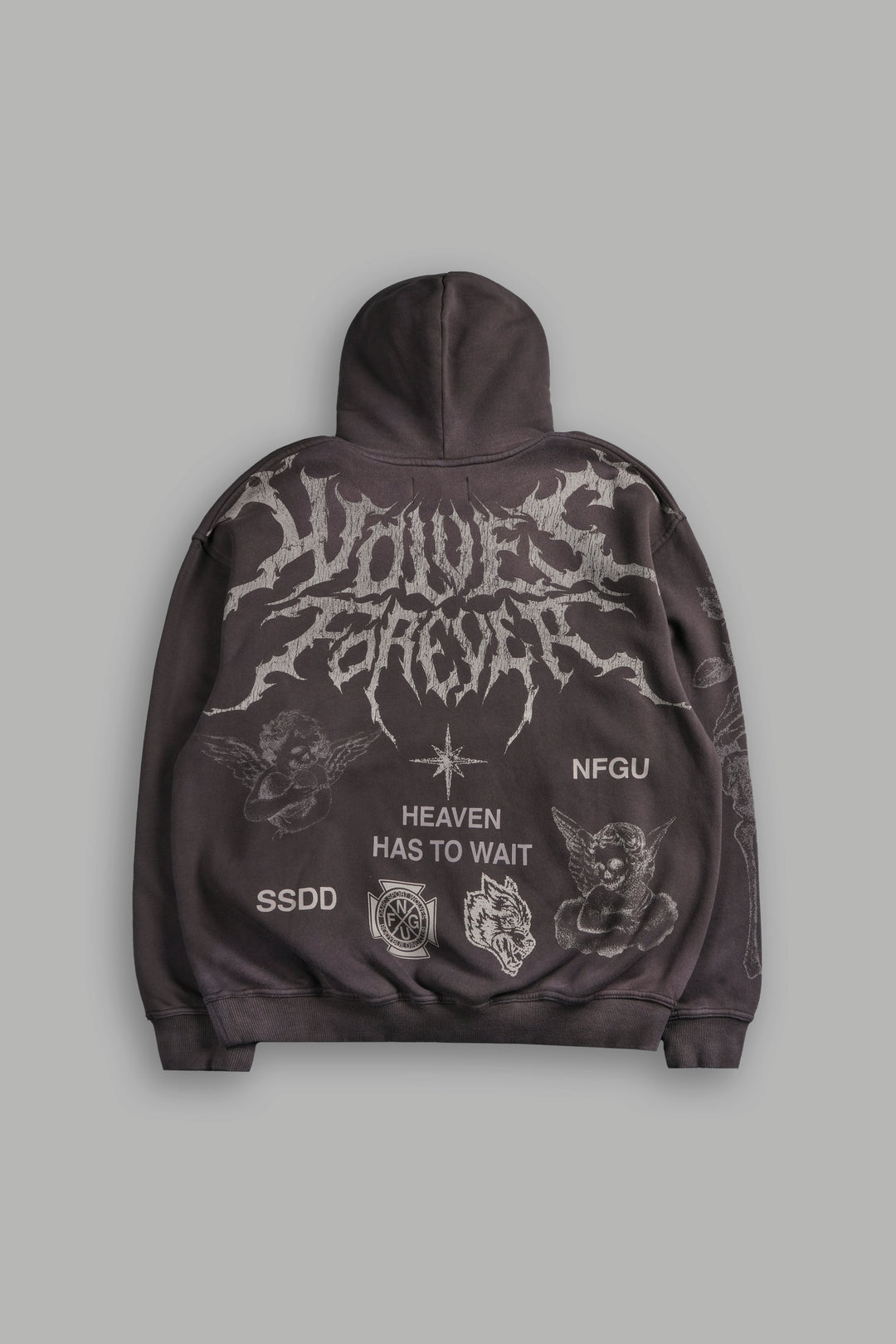 Sacred Flash "Pierce" Hoodie in Darc Brown Drift Wash