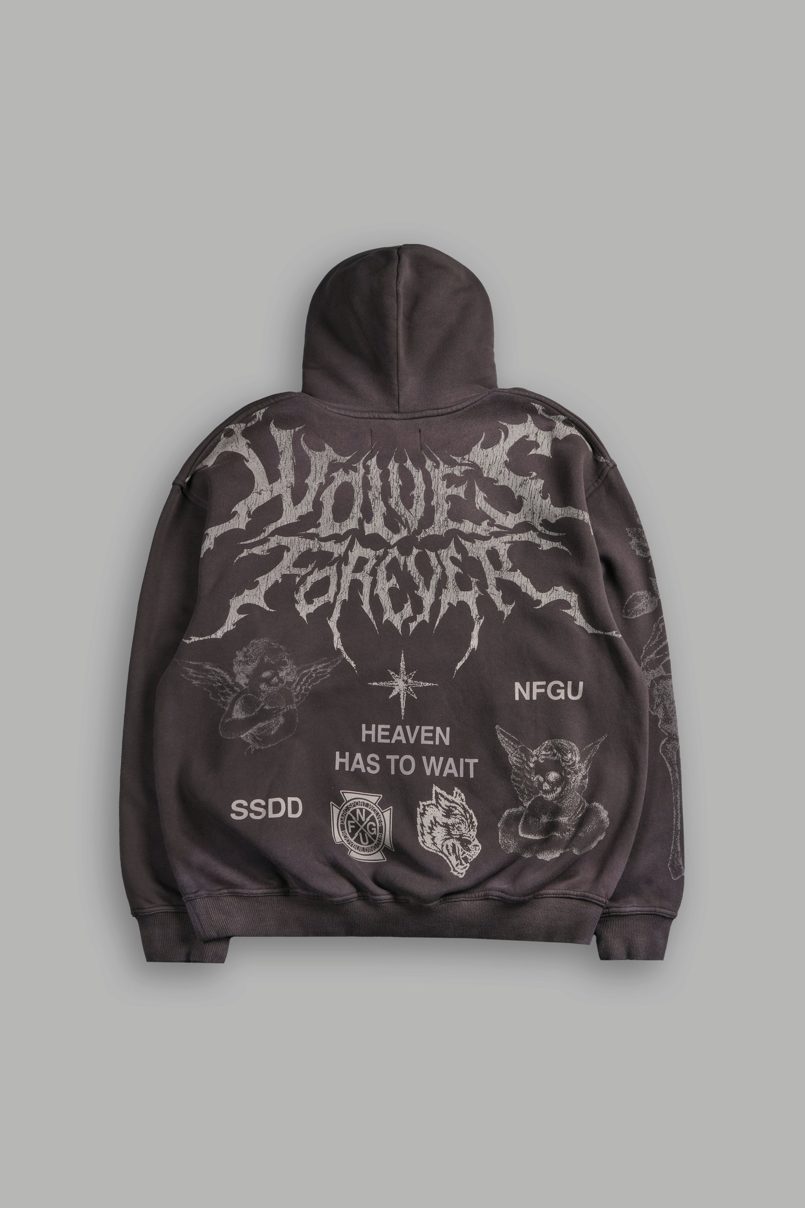 Sacred Flash "Pierce" Hoodie in Darc Brown Drift Wash