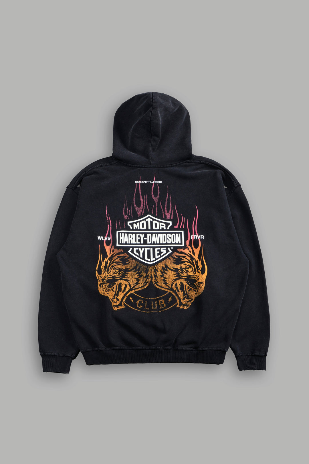 Rising Sun Grunge Moatis Hoodie in Washed Black