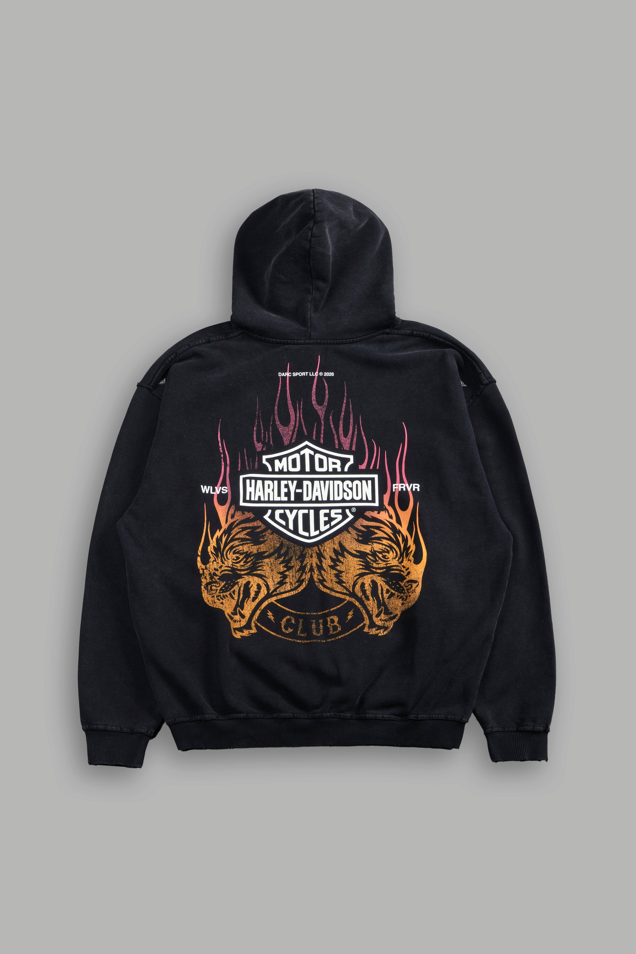 Rising Sun Grunge Moatis Hoodie in Washed Black